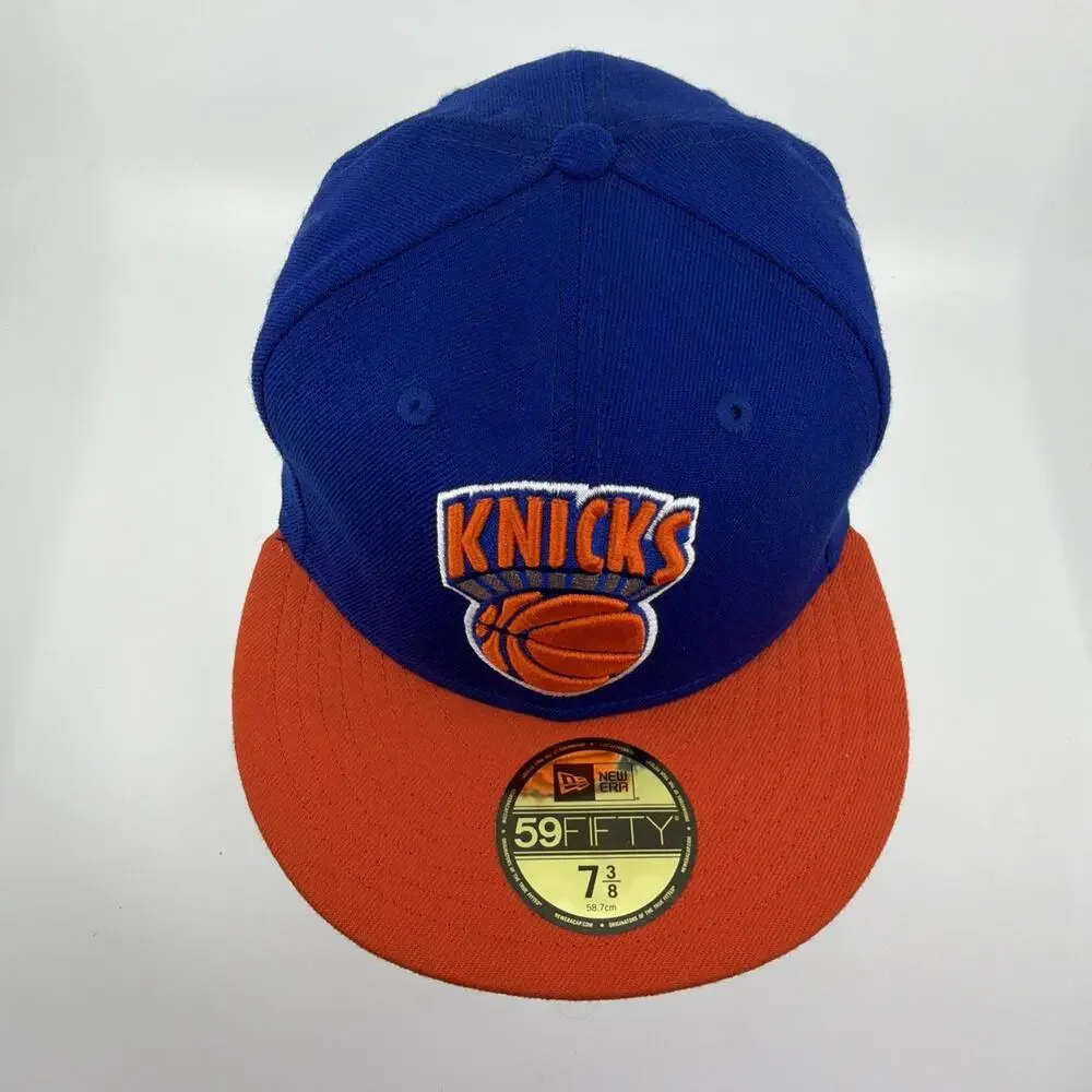 New York Knicks New Era 59FIFTY Fitted Hat 7 3/8 Blue/Orange Baseball Cap